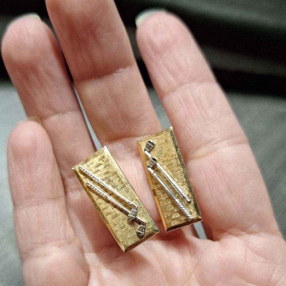 Vintage Krementz Gold and Silver Cuff Links Golf Themed